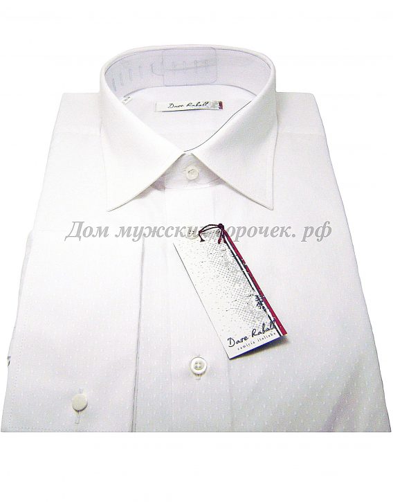Мужская сорочка Dave Raball белого цвета, ткань с выработкой, рукав длинный