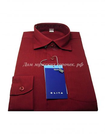 Мужская сорочка Elita бордового цвета, длинный рукав
