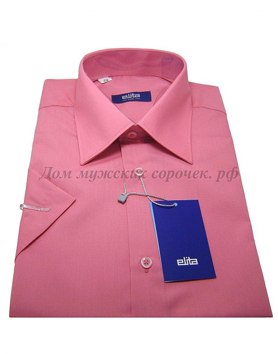Мужская сорочка Elita темно-розового цвета, рукав короткий