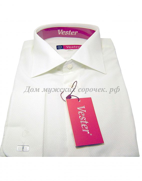 Мужская сорочка Vester, цвета шампанского, ткань с выработкой, рукав длинный