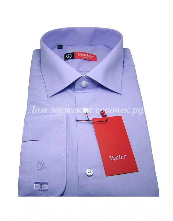 Мужская рубашка Vester сиреневого цвета, однотонная, рукав под запонку