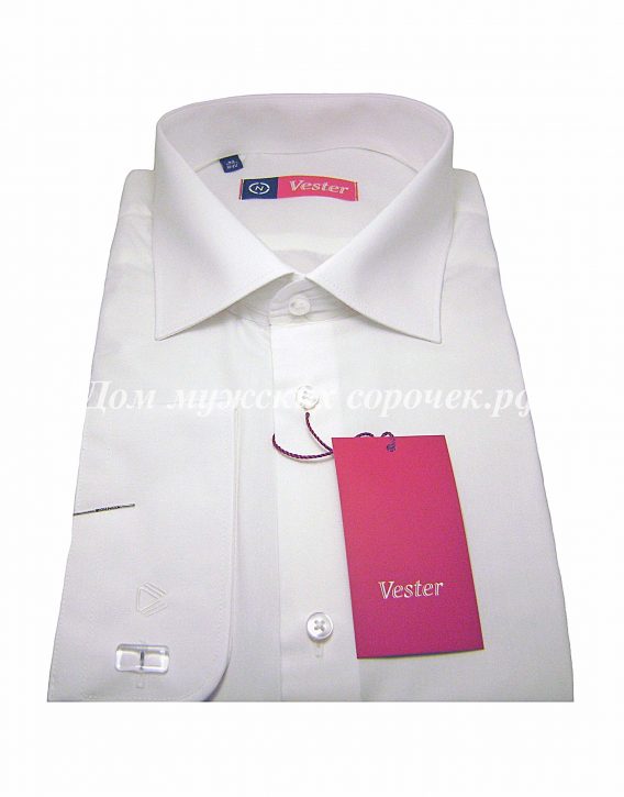 Мужская рубашка Vester цвета шампань, однотонная, рукав под запонку