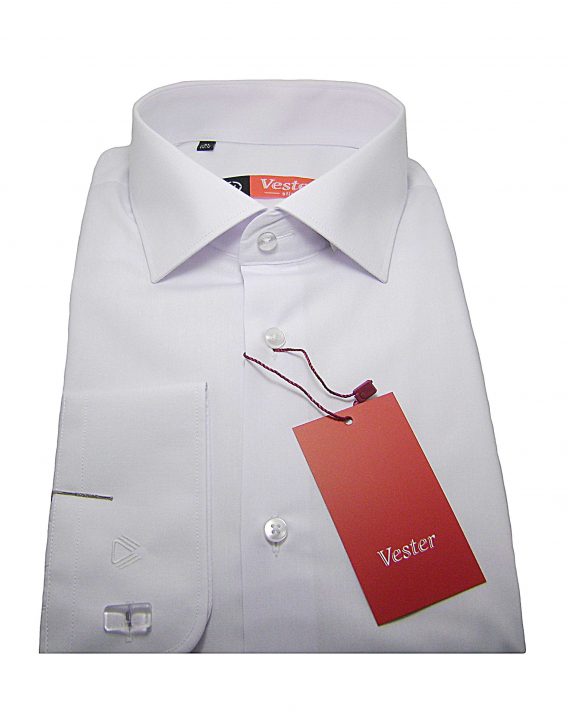 Мужская рубашка Vester белого цвета, однотонная, рукав длинный