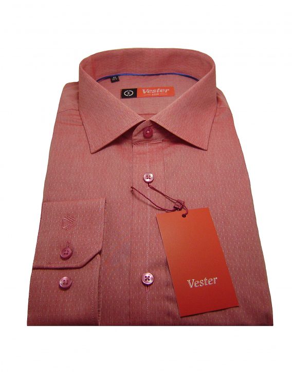 Мужская рубашка Vester темно-розового цвета с принтом, рукав длинный